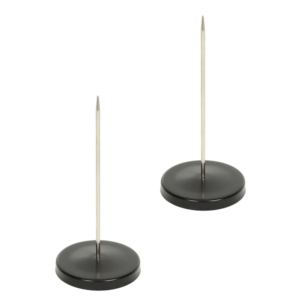 2Pcs Receipt Spike Iron Chrome Bill Holder Sturdy Round Base Check Spindle Organizer Desk Restaurant Kitchen Office
