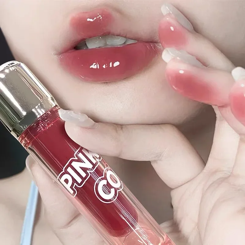 Sexy Red Lipgloss Mirror Glass Water Light Clear Lip Gloss Waterproof and Non Stick Liquid Lipstick Nude Lip Tint Korean Make Up