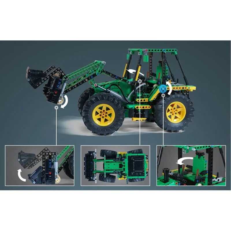 MOC-154575 시티 클래식 백호 로더 빌딩 블록 모델, 1357개 부품, 소년 어린이 생일 및 크리스마스 장난감 선물