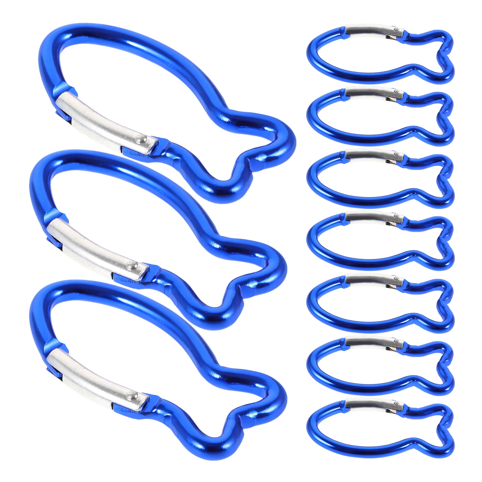 

10pcs Blue Fish-Shaped Outdoor Safety Quick Hang Durable Metal Hooks for Backpacks Camping Tools Trekking Poles