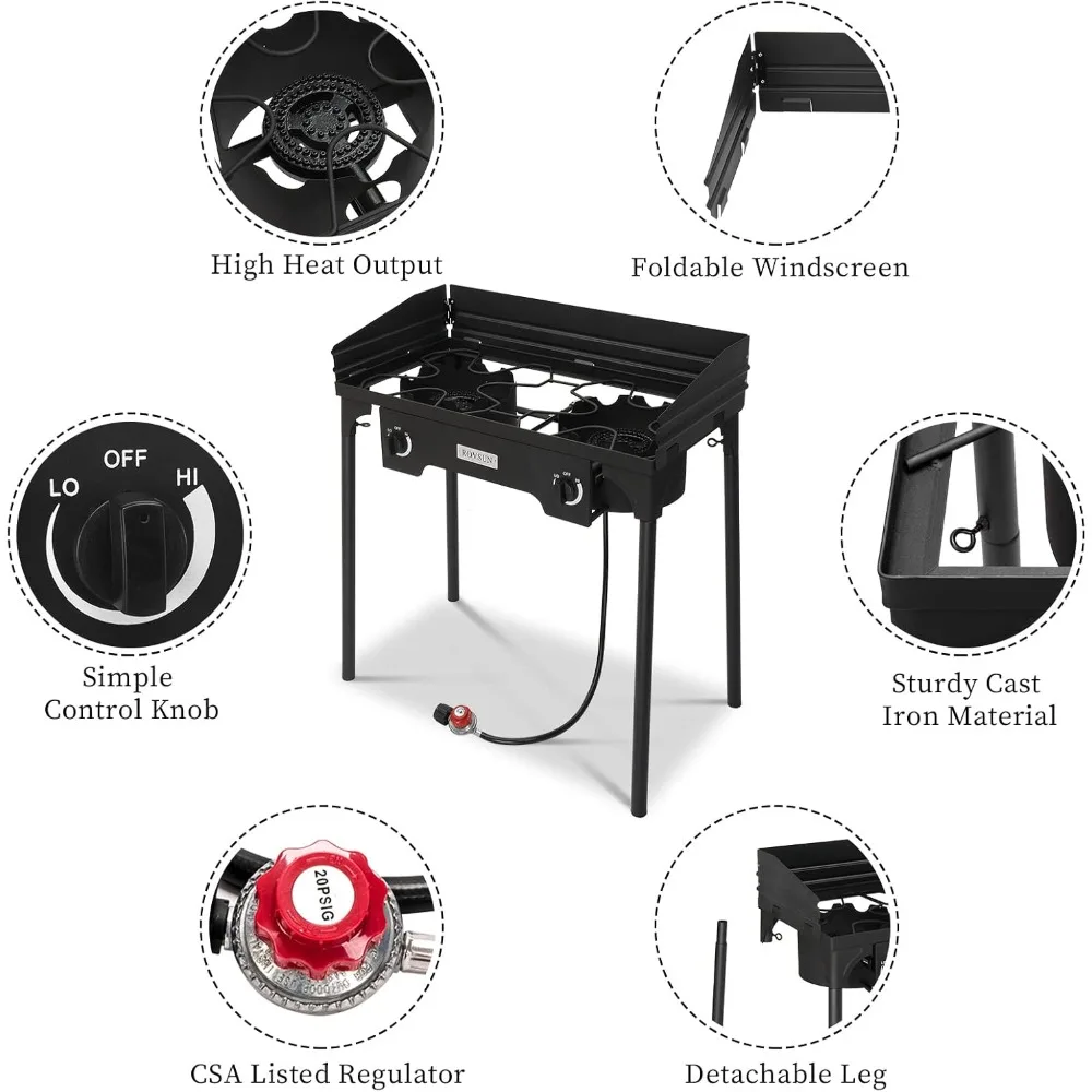 

2/3 Burner Outdoor Propane Gas Stove High Pressure Stand Cooker for Backyard Cooking Camping Home Brewing Canning Turkey