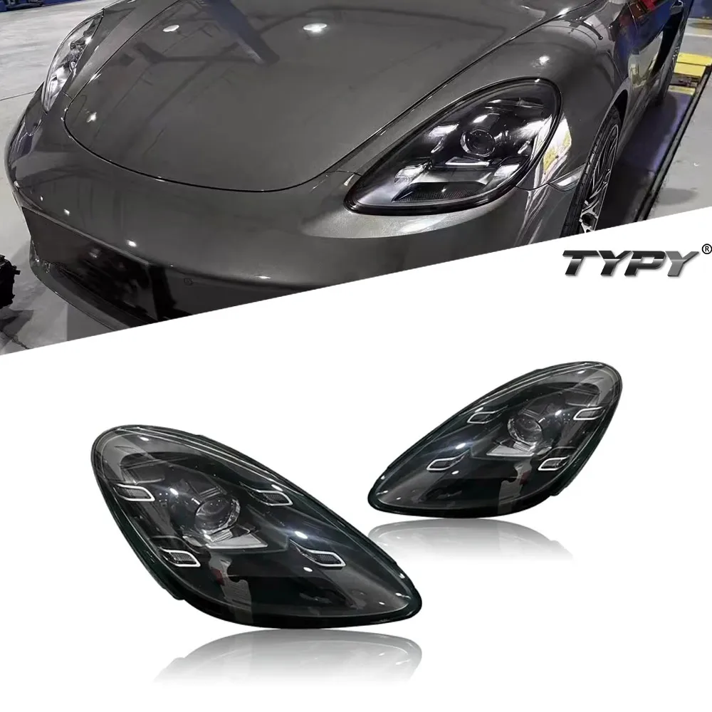 

TYPY Car Styling Head Lights For Porsche 718 Cayman Headlights Boxster 2016-2023 Upgrade New Style LED PLDS Lasers Head Lamps