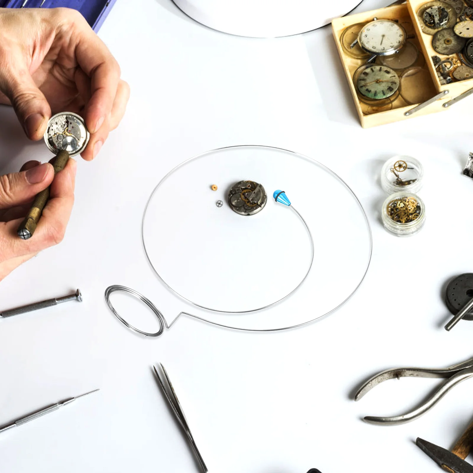 3 pezzi di lente d'ingrandimento per riparazione orologi, supporto per lente d'ingrandimento circolare in metallo, regolabile, durevole, filo di ferro, strumento essenziale per riparazione orologi