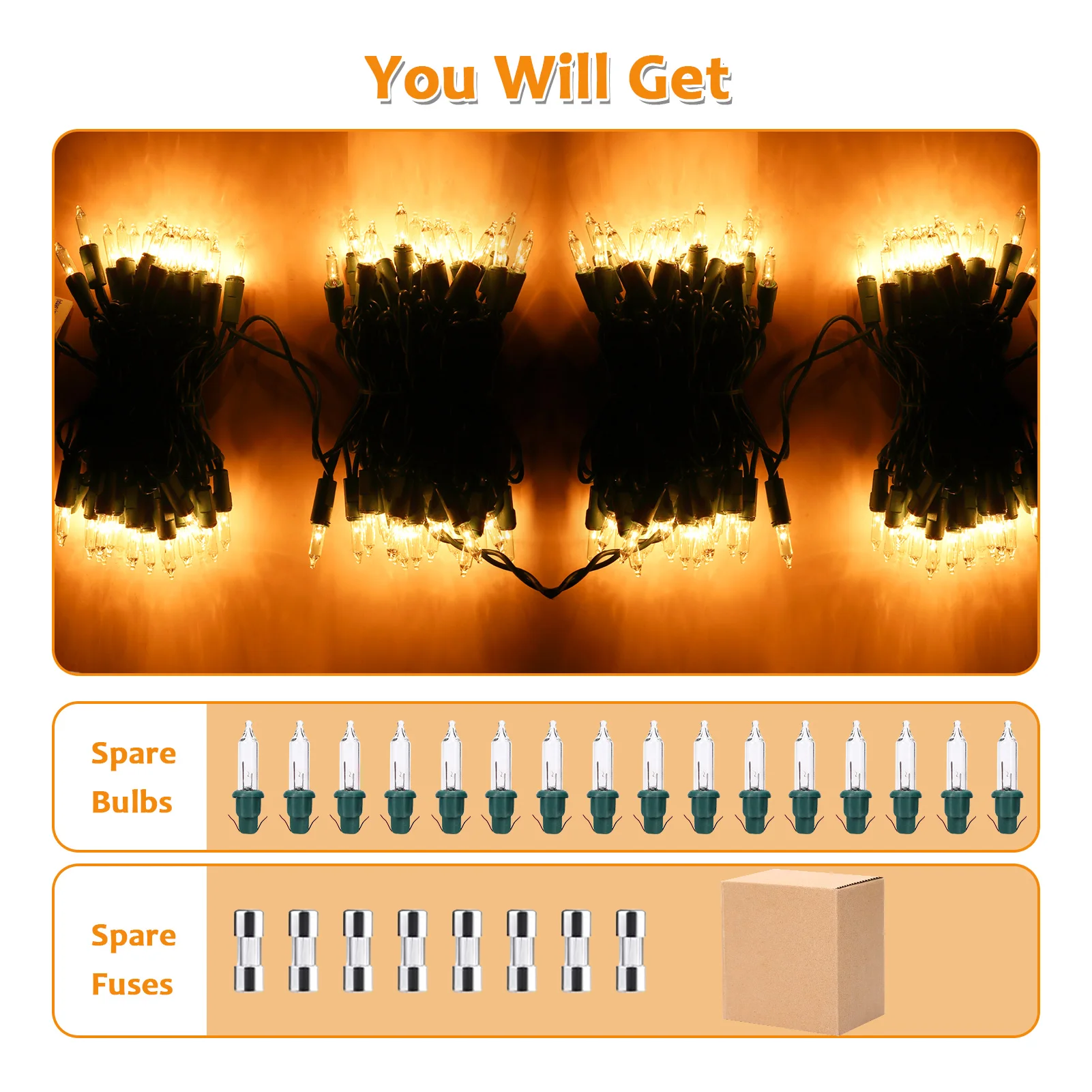 400 التهم 106Ft أضواء عيد الميلاد 100 أضواء صغيرة 26.5 قدم سلسلة أضواء مع استبدال الصمامات والمصباح سلسلة Led مقاومة للماء