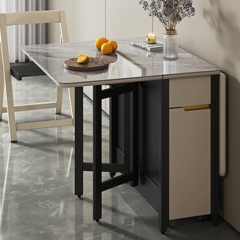 

Folding Dining Table Household Small Apartment Light Luxury Solid Wood Folding Table Movable Table