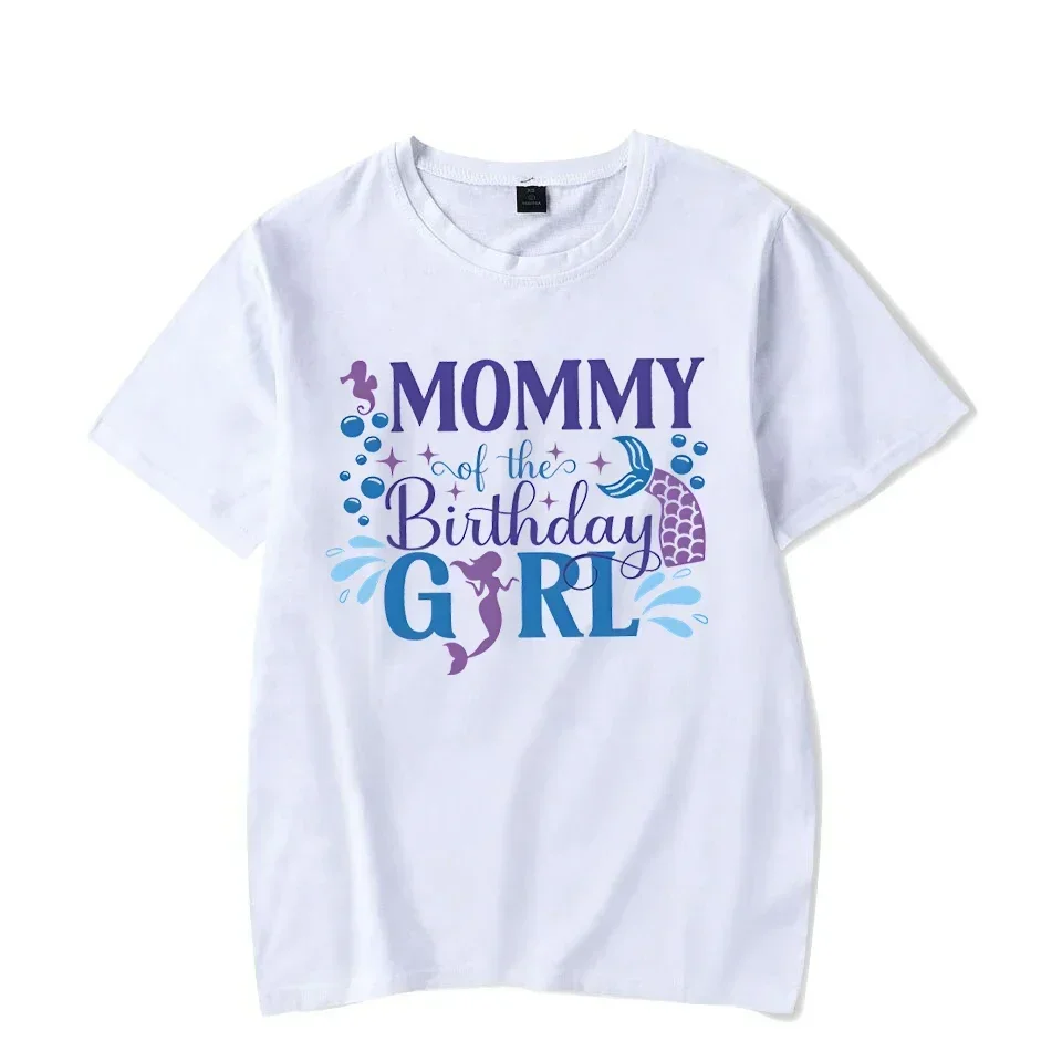 Mermaid Series Family Matching T-Shirts Daddy/Mommy/Brother/Sister of The Birthday Girl Tops I\'m The Birthday Girl Baby Bodysuit