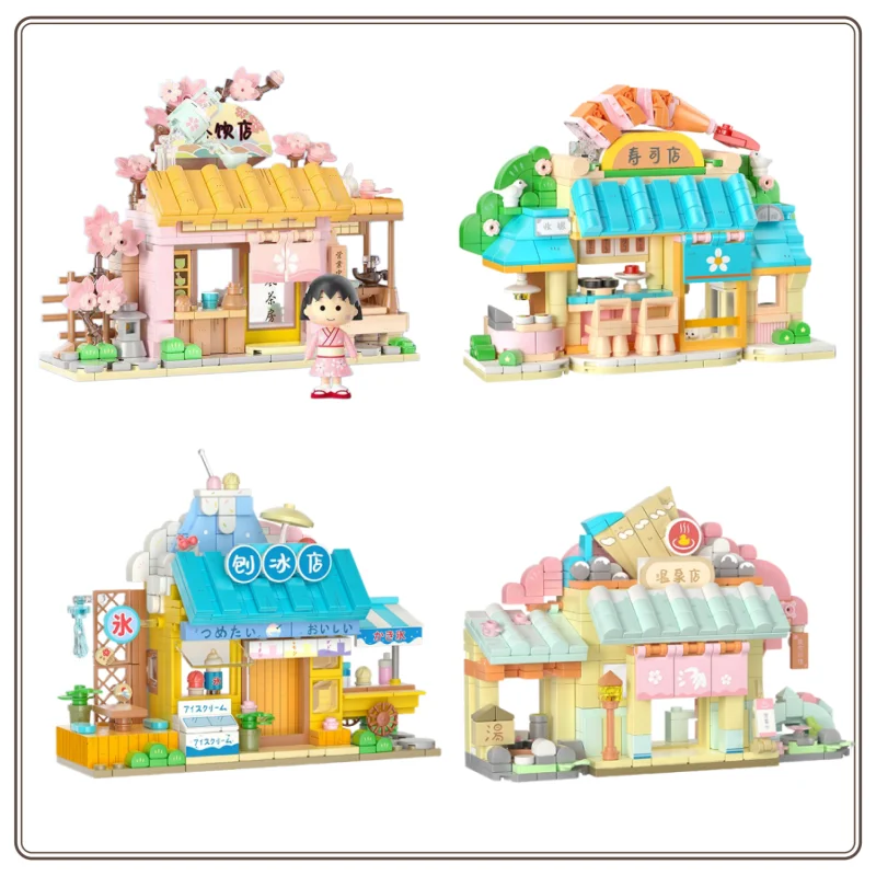 

Оригинальный конструктор WEKKI Chi-bi Maruko в японском стиле: уличный магазин, сборные игрушки, в наличии, кукольный домик, подарок, пластиковые модели