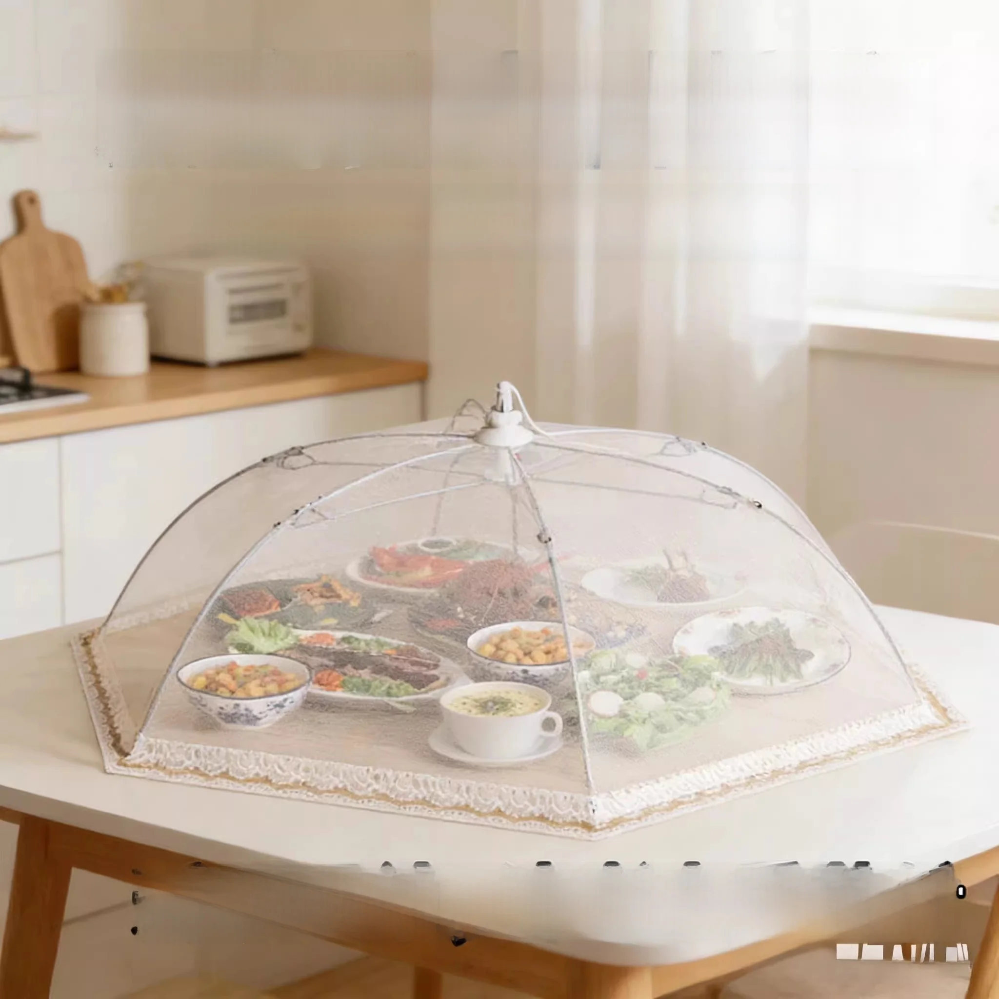 

Dustproof Food Cover Home Use Leftovers Cover Foldable Table Cover Kitchen Utensils Dust Cover Food Cover Chinese Style