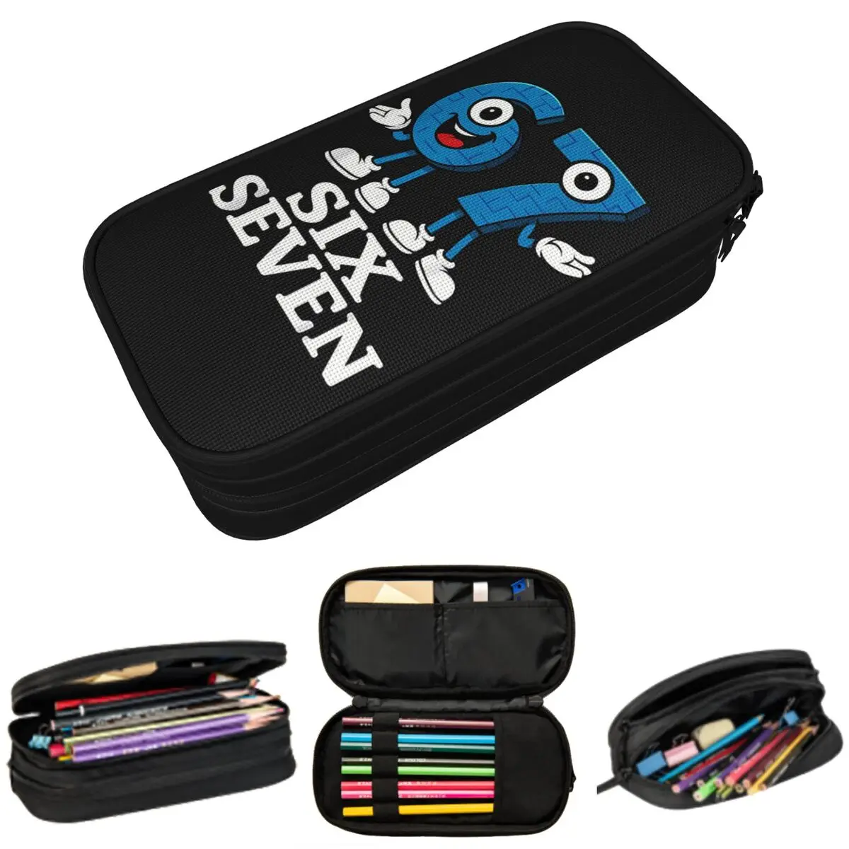 Number 67 Building Blocks Print Pencil Case for Students School Pen Box Pencil Bag Stationery Supplies Pen Holder Bag