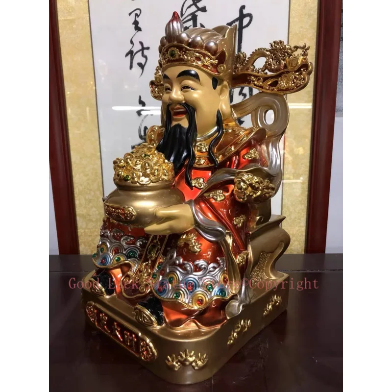 30CM large 2025 HOME Company high grade Buddha decoration Recruit money wealth good luck COPPER God of fortune Mammon statue