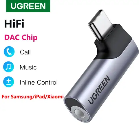 UGREEN-auriculares de Audio USB C a 3,5mm para Samsung Galaxy A52s S22 S21 iPad Pro 2022 tipo C Aux DAC, adaptador de conector de micrófono USB