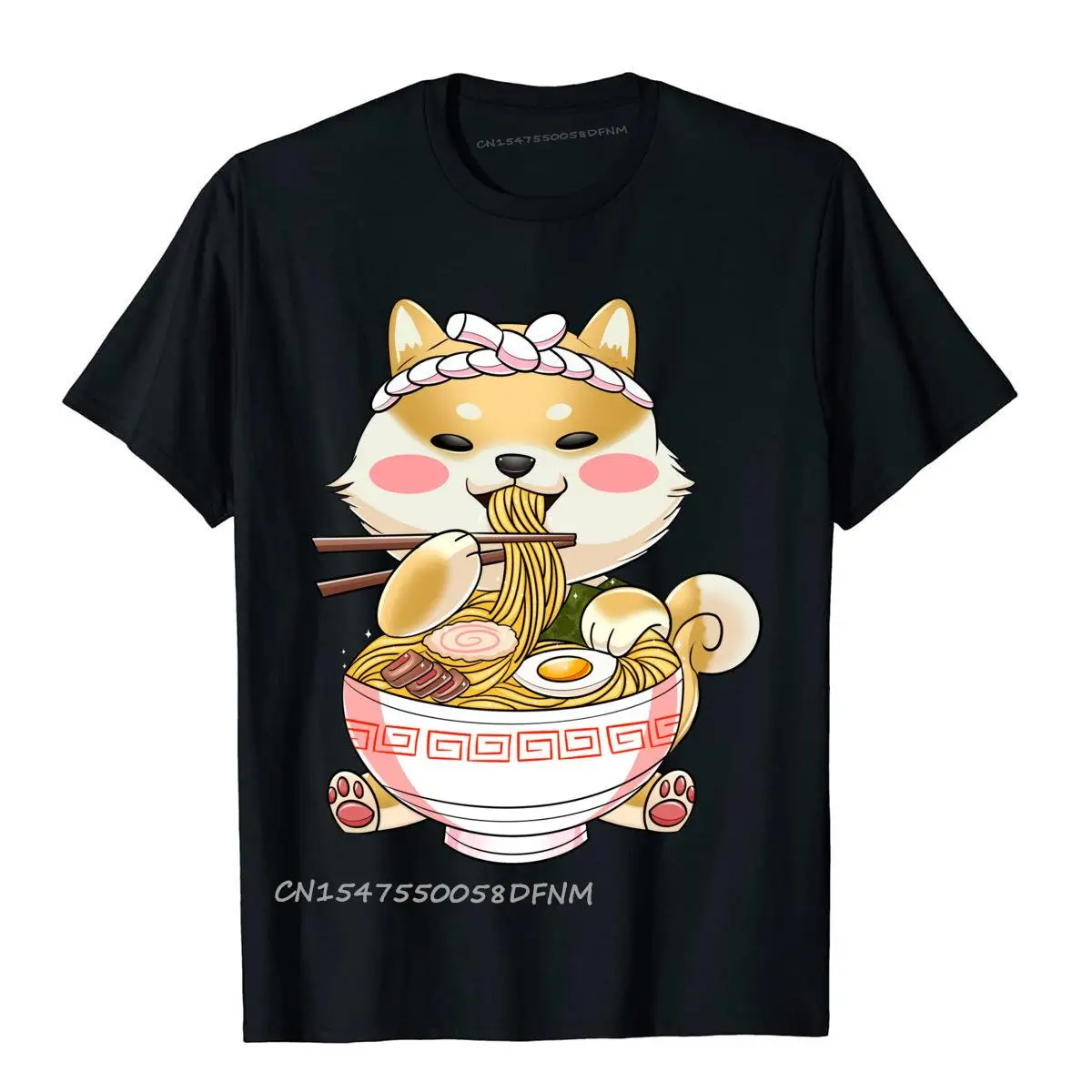 Shiba inu dog ramen noodles T Shirt England Style Coupons Men's Tops T Shirt 3D Printed Cotton Luxury Camiseta