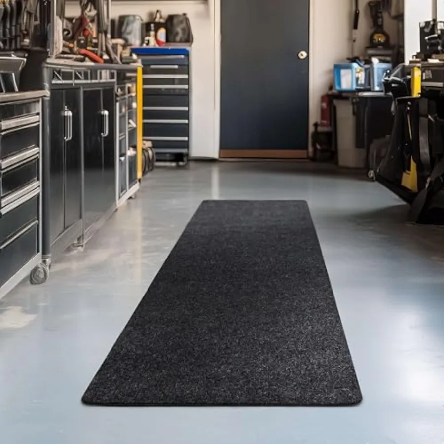 Tapis de sol utilitaire noir 3' X 8' pour tous temps, intérieur et extérieur, antidérapant, parfait pour le garage, l'entrée, le porche et le buanderie