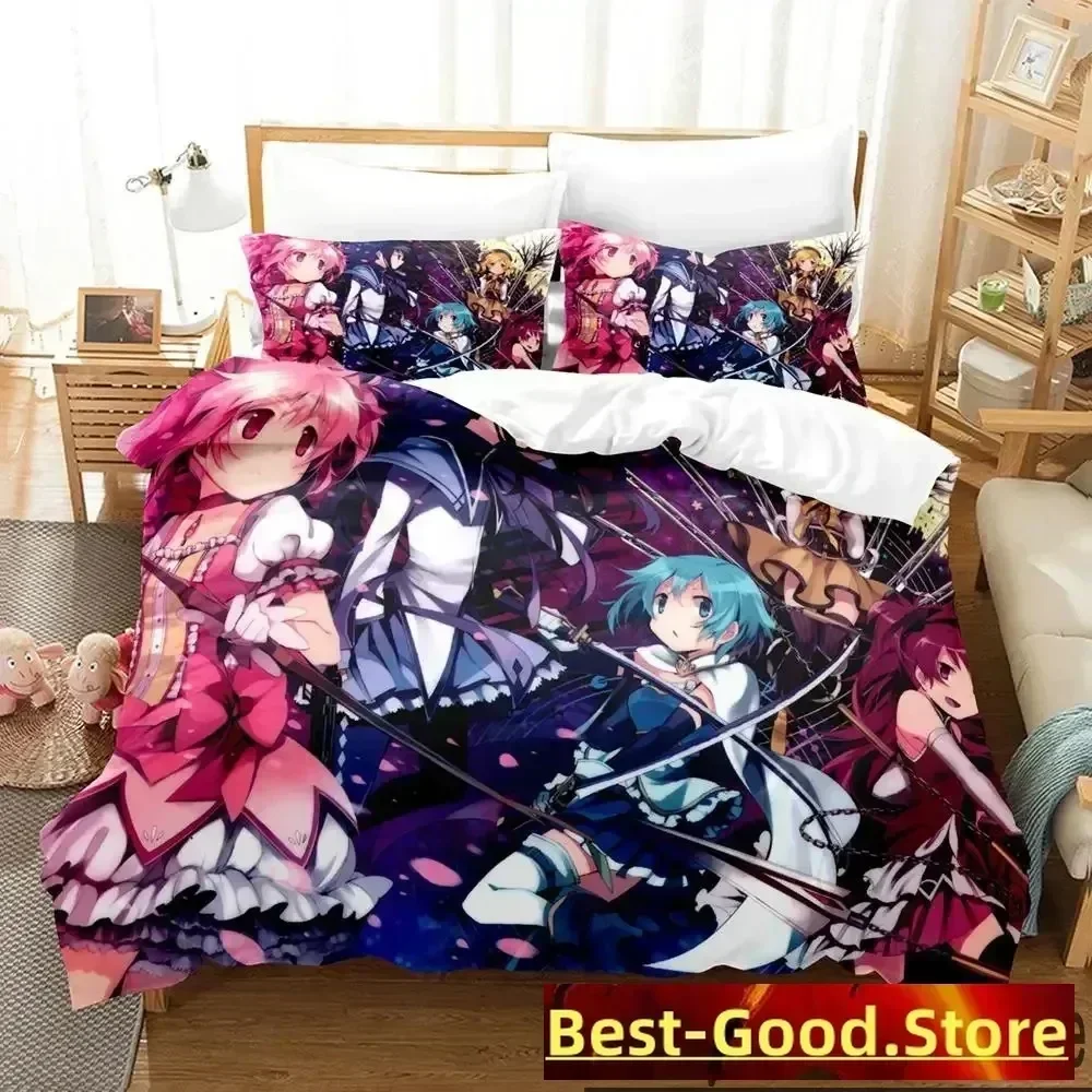 3D Print Anime Puella Magi Madoka Magica Bedding Set Duvet Cover Sheet Pillowcase Bed Full Queen King Size Comforter Bedroom