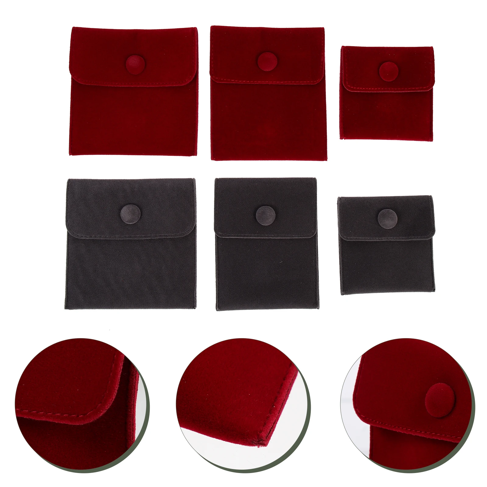 

6pcs Portable Watch Storage Bag Sturdy Lint Material Snap Button Closure Jewelry Pouch Travel Business Gift Earring Container