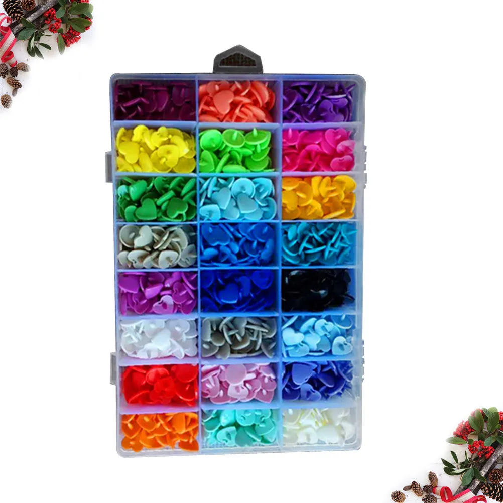 

360Sets Heart Design Plastic Snaps Fastener Kit Assorted Vibrant Colors Organized Storage Box for DIY Clothing Sewing Craft