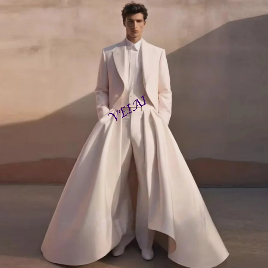 

High Quality Men Suits Peak Lapel Slim Fit Jacket With Cape Pants Groom Tuxedos Business Party Prom Blazer Sets Customized