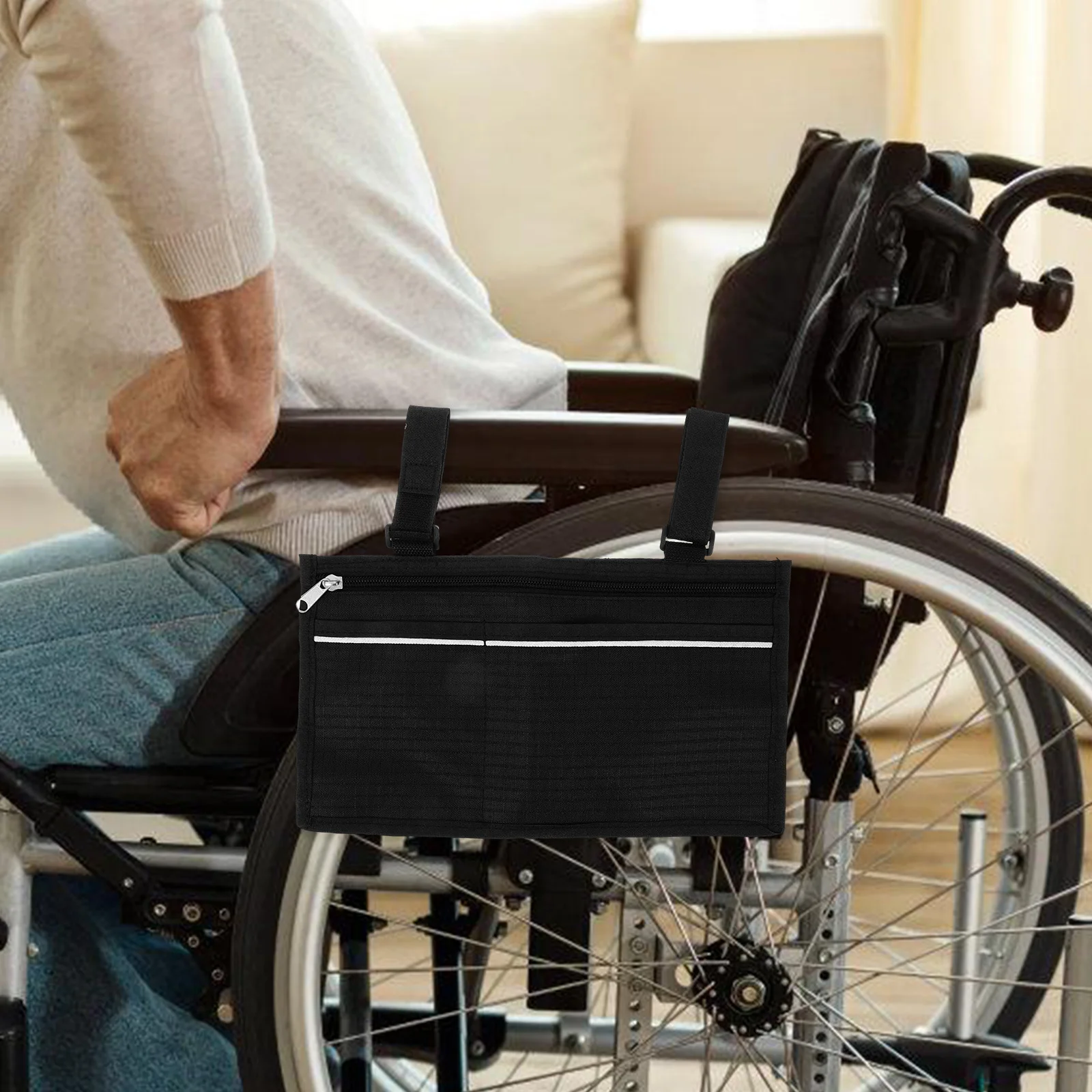 

Износостойкая сумка для инвалидной коляски, многофункциональная подвесная сумка из полиэстера, большая вместимость для хранения мелочей на открытом воздухе