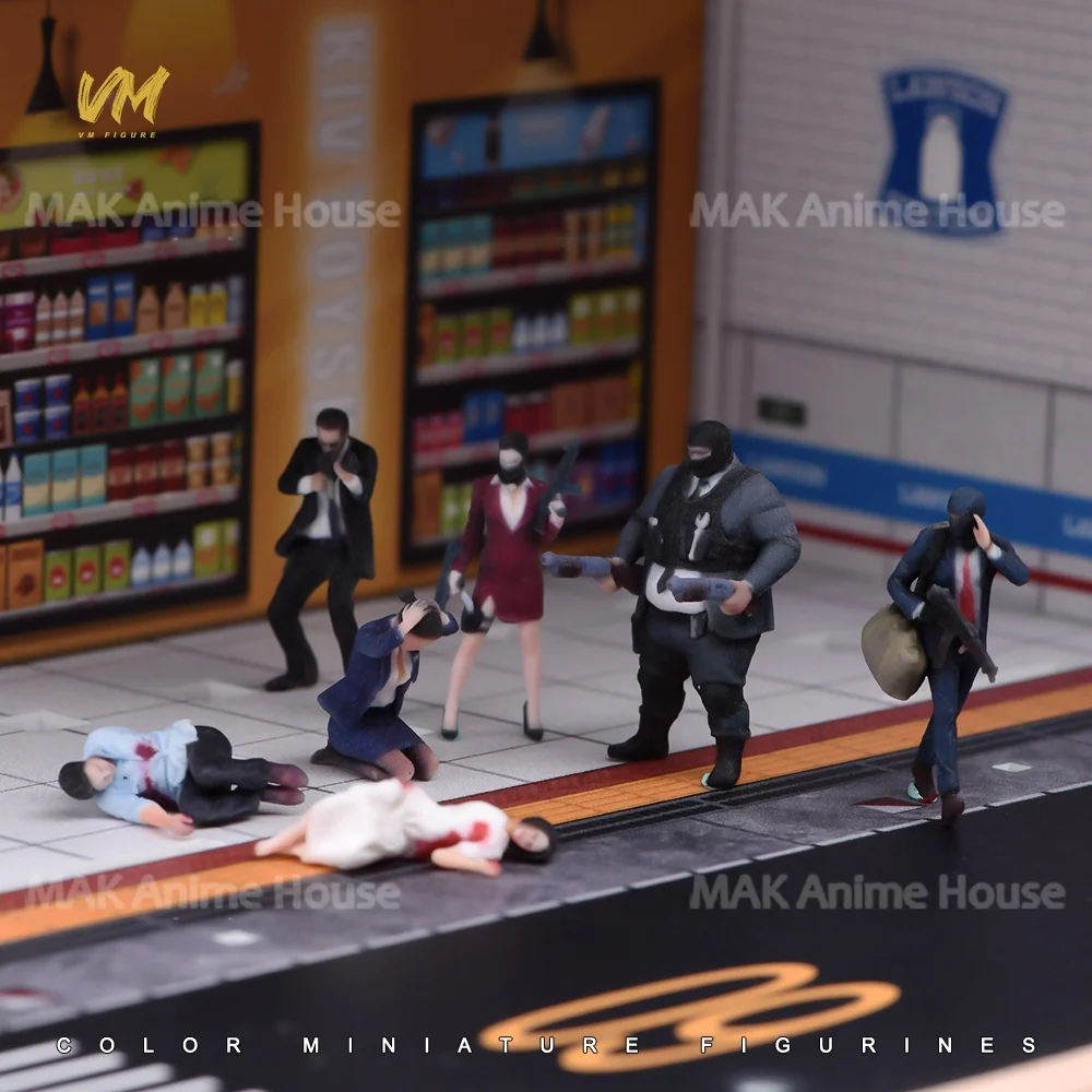 3D Print Figures 1/64 1/43 1/24 1/18 Masked Armed Robber Hostage Body Robbed Bank Overweight Men Realistic Model Scene Car Toys image 27