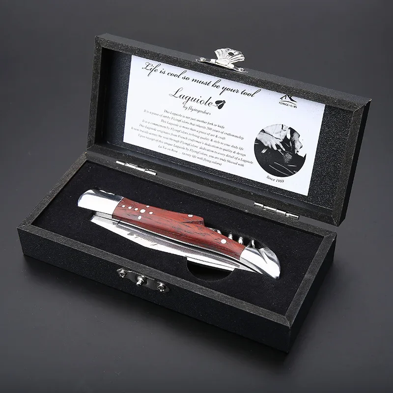 Stainless Steel Wine Knives Laguiole Corkscrew Bottle Openers Porket Knife Wood Handle Wedding Beer Can Wine Accessories Kitchen