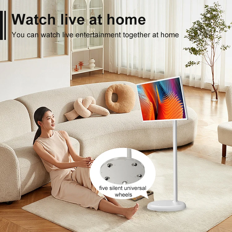 Stand Tv Follow by Me Moderno 32 Inch Android 12 Portable Mobile Smart Tv Stand Tv Follow by Me Touch Screen With 500w Camera