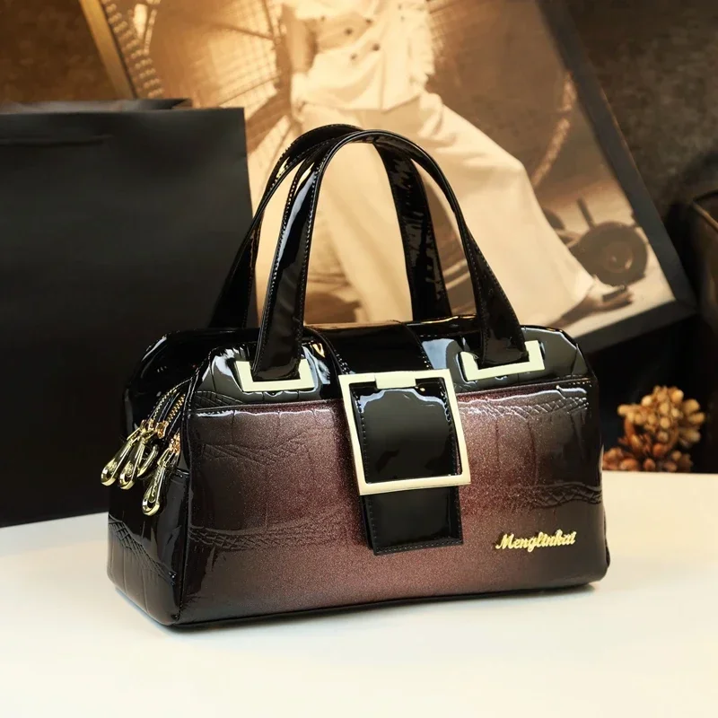 

Mother Bag New Fashion Women Handbag Shoulder Messenger Middle-aged Leather Female Bag Crocodile Pattern Portable Boston Bags