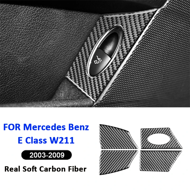 

For Mercedes Benz E Class W211 2003-2007 Carbon Fiber Car Trunk Control Switch Panel Decorative Modification Interior Sticker