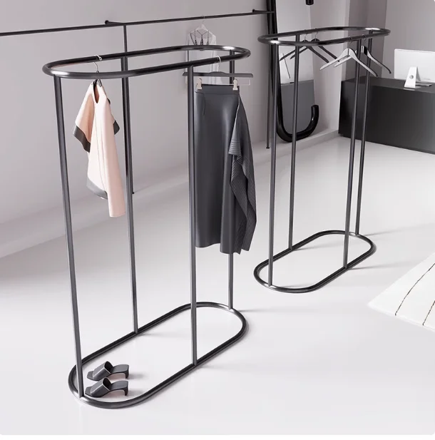 

Clothing store display rack, floor standing circular hanging clothes rack, men's and women's pants, island display shelf