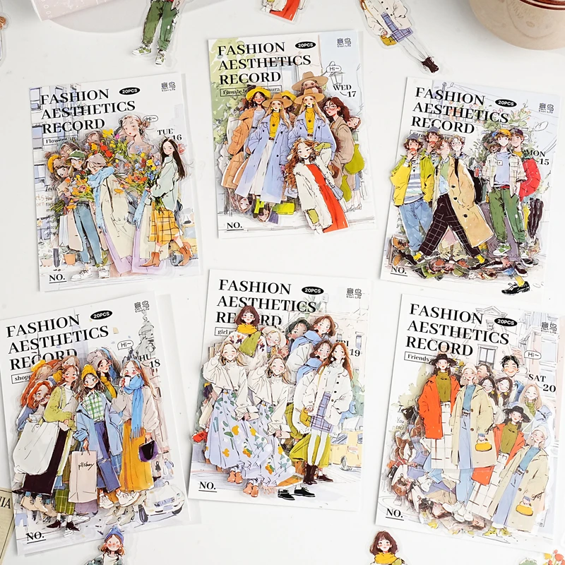 

Card Lover 20 Pcs [Outfit Aesthetics Collection] PET Floral Gift Character Theme Decorative Stickers for Journal Scrapbooking