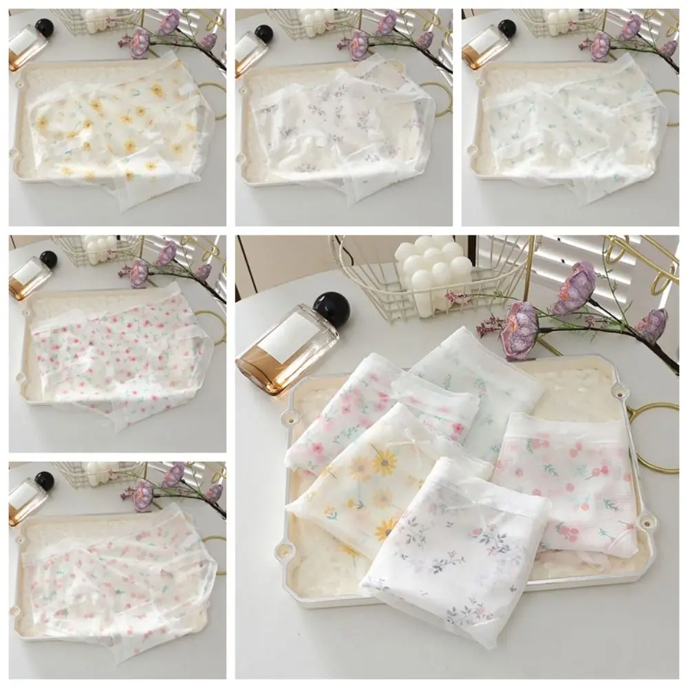 5 pezzi moda mutandine a fiori in rete ultrasottile senza cuciture a vita media slip floreali trasparenti mutande intimo per donne ragazze