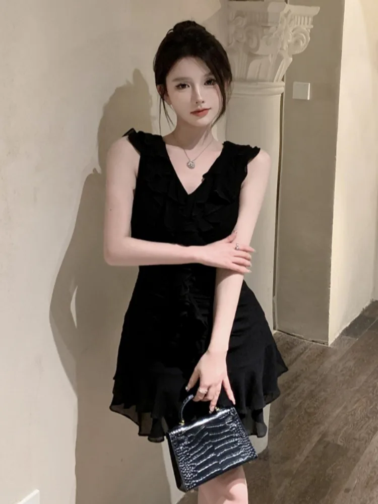 Été coupe ajustée plis en mousseline de soie Dr femmes V Ne Sexy jupes moulantes florale d Ele Midi Dres filles Sles