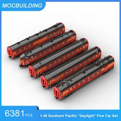 MOC Building Blocks 1:48 Southern Pacific “Daylight” Five Car Set Model DIY Assemble Bricks Train Transport Toys Gifts 6381PCS