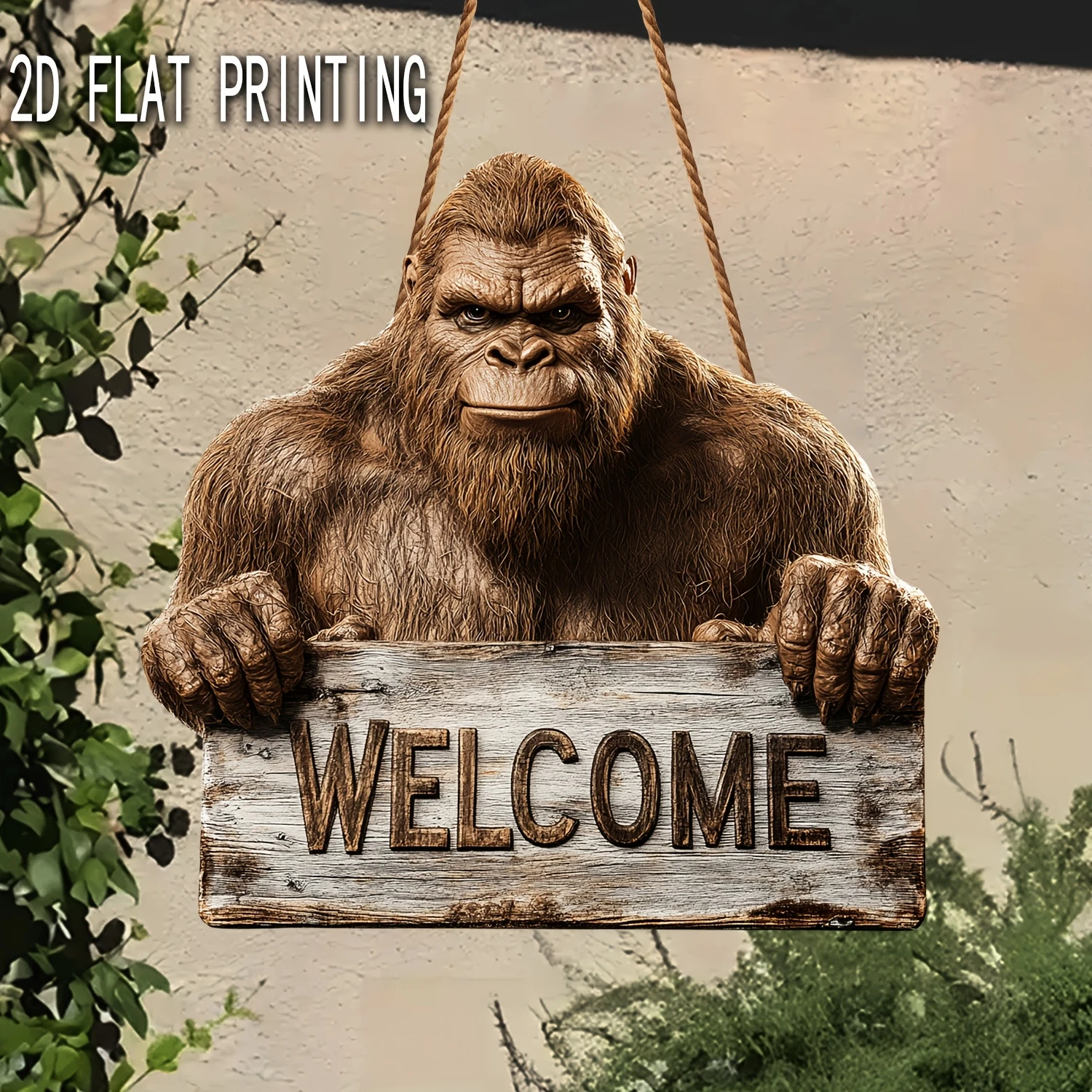 1PC 8in Retro Facetious Wooden 2DWall Hanging Orangutan Farmhouse Entrance Interior Exterior Decor Suitable Rural House Artworks