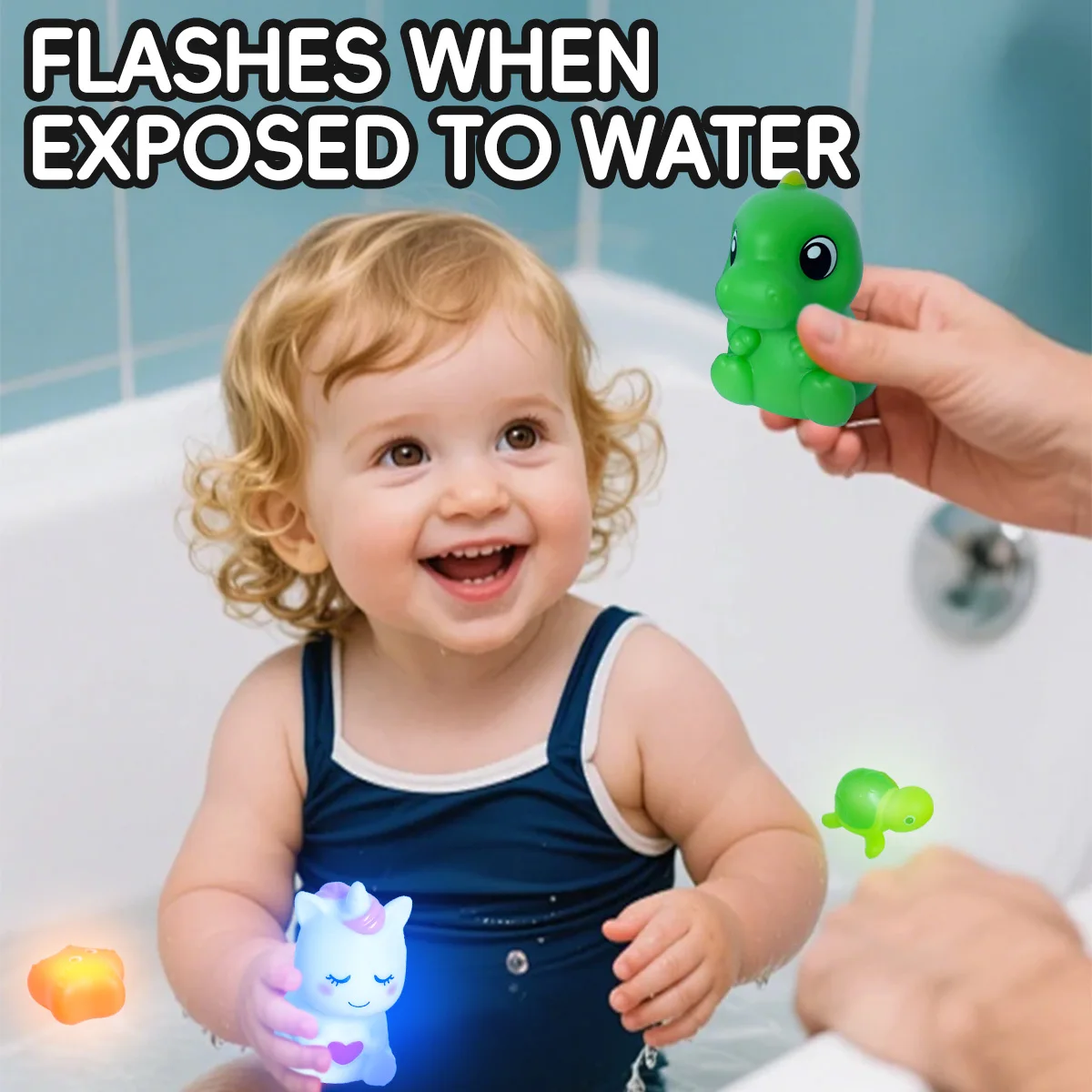 誘導発光動物フローティングウォーターライト、網、釣り、水遊び、おもちゃ、子供用ベビー入浴、ゴム製おもちゃ