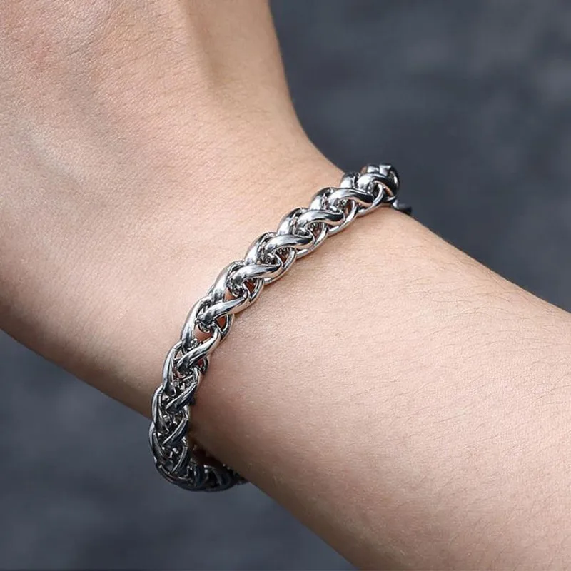 HNSP 3MM-8MM Stainless Steel Hand Chain Bracelet For Men Male Jewelry Punk Accessories