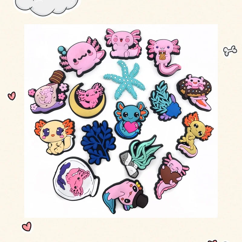 

16Pcs Axolotl Shoe Charms Decoration Charm Clog Sandals Decoration for Girls Women Party Favors Birthday Cartoon Shoe Accessorie