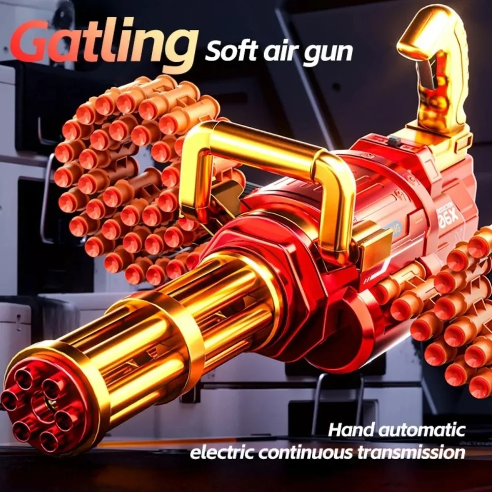 

Электрический автоматический пистолет-пулемет Гатлинга с мягкими пулями, настольное украшение для гостиной, подарок для детей
