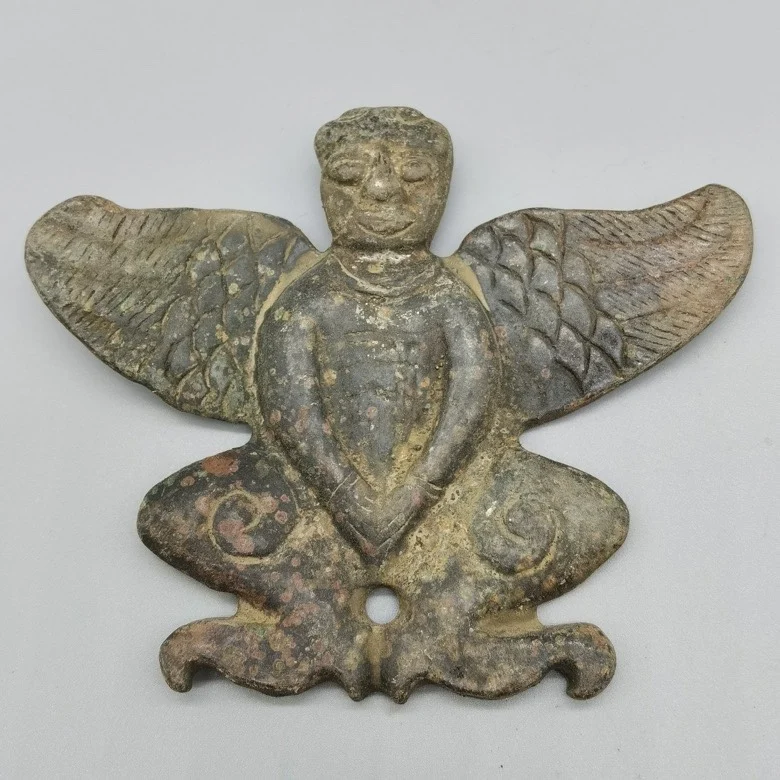 Bronze objects retro and nostalgic Nepalese Tibetan style copper hammering and carving with golden wings, big roc bird wrapped