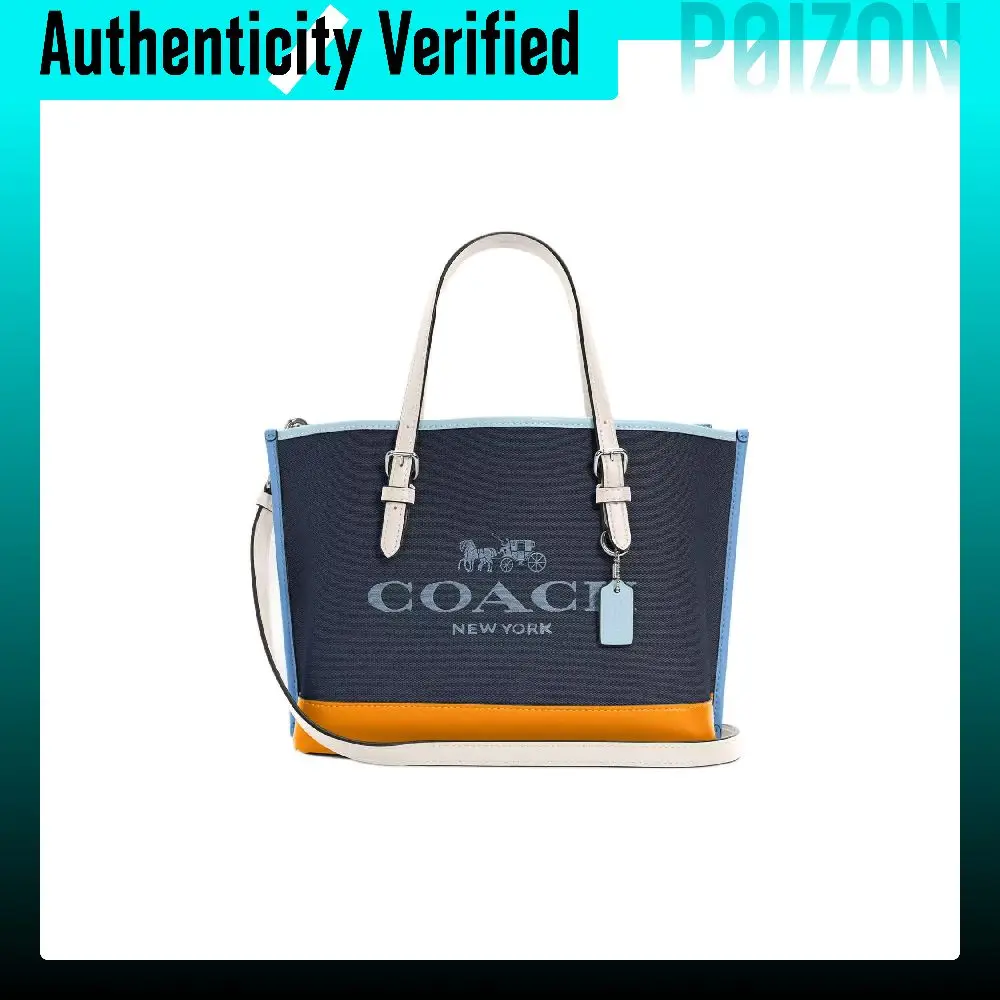 COACH Mollie Brand Logo Canvas With Leather Tote Bag, Shopping Bag, Portable Crossbody Bag, Shoulder Bag 23 Women's C4085-SVSQ7