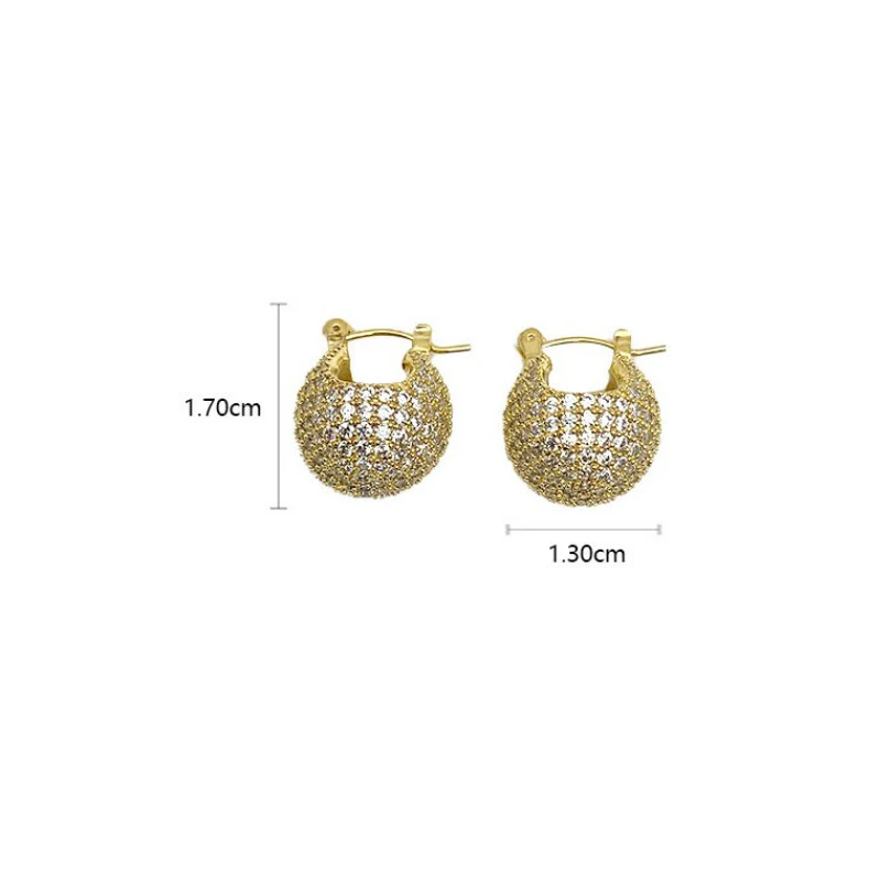 New Korean Fashion Boutique Luxury High Quality Full Zircon Spherical Earrings Gift Banquet Wedding Women Jewelry Earrings 2025