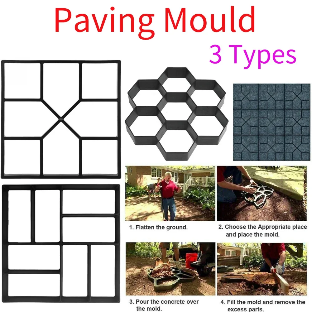 Garden Pavement Mold Reusable Courtyard Walkway Path Concrete DIY Paving Cement Road Mold Plastic Garden Home Corridor Molds