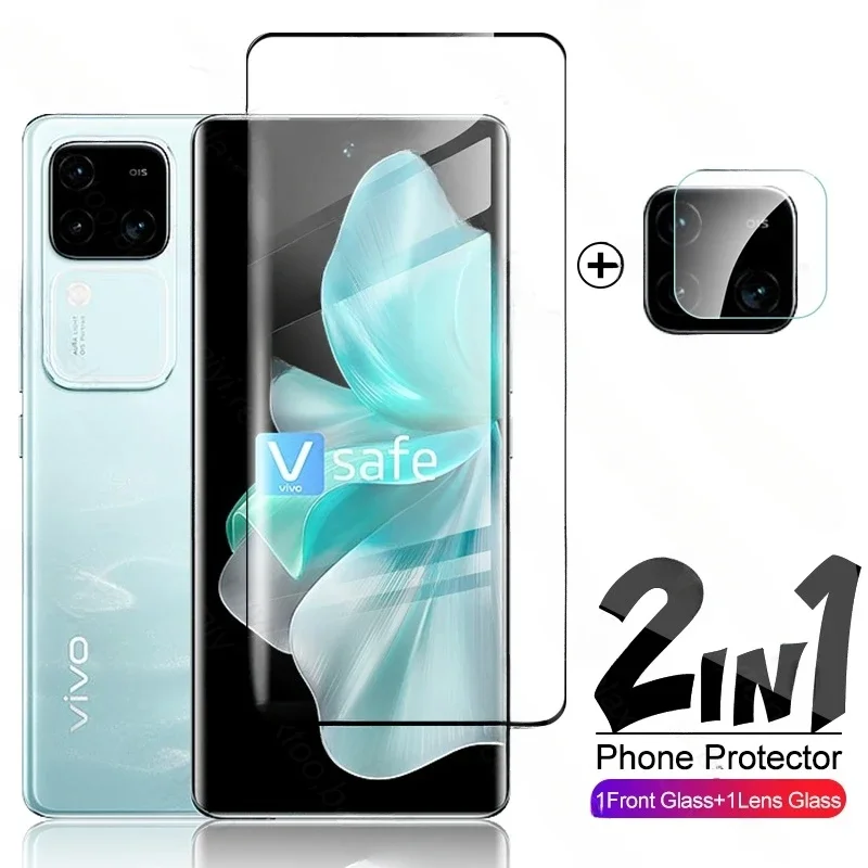 vivoV30pro 5G Case 2In1 HD Camera Lens Screen Protector Tempered Glass Case For vivo V30 vivoV30 V 30 Pro 30Pro V30Pro 5G 2024