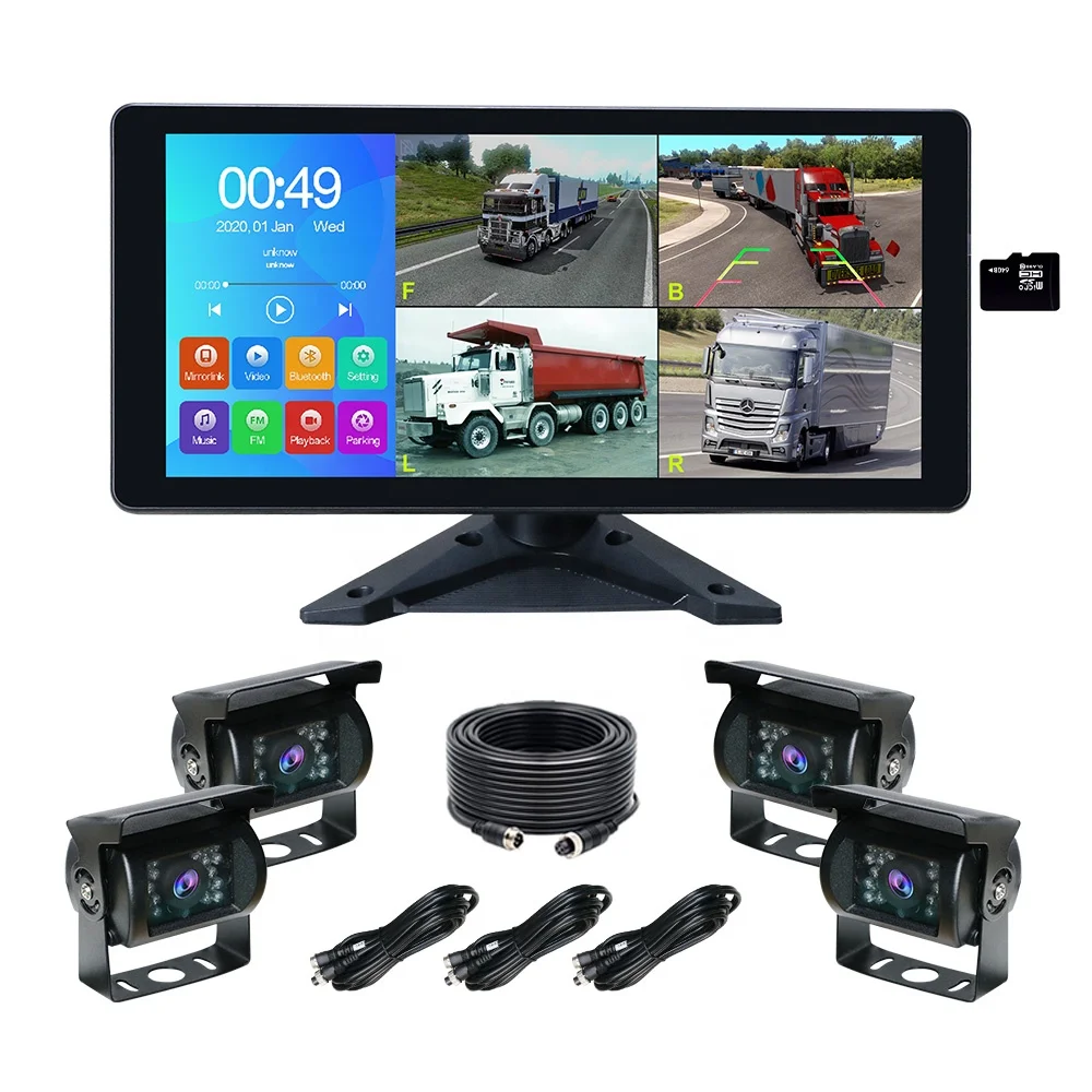 

4CH Vehicle Monitoring System, 1080P AHD Camera, 10.36-Inch Touch Screen, MP5/FM Digital Video Recorder for Car/Truck/Bus