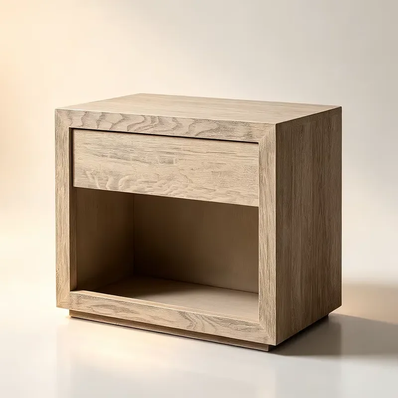 Modern Quiet Luxury Eco Friendly Slow Close British Dovetail Drawer Wooden Bedside Table for Hotel Bedroom Decoration