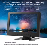 7in HD Monitor 1024x600 16:9  LCD Monitor Support BNC AV Video Input for Home Car Monitoring Video Audio PC Security VCD DVD