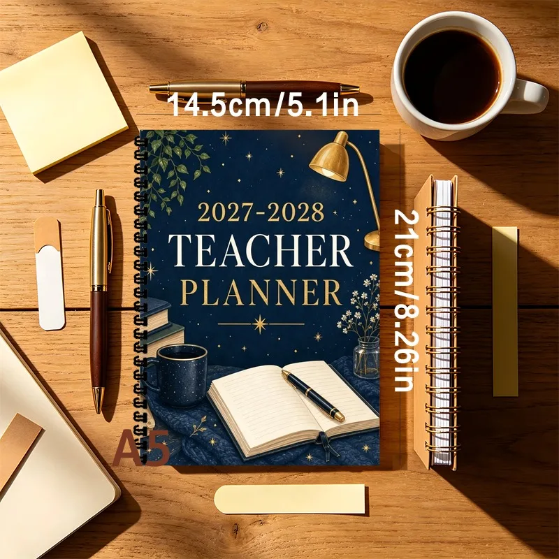 A5 2027-2028 Teacher Planner, Annual Curriculum Plan and Gradebook Organizing Tool, for Classroom Teaching Notebook