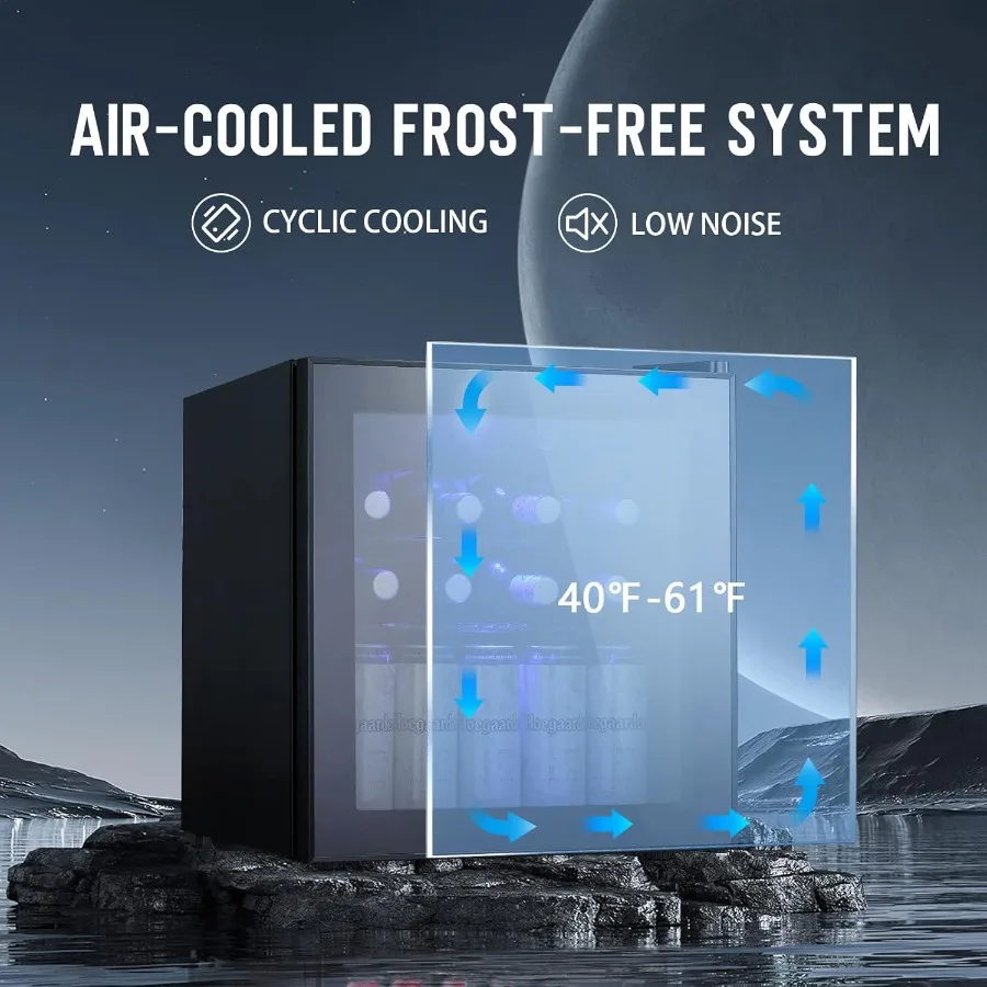 1.6cu.ft مبرد نبيذ/خزانة مشروبات ثلاجة قبو نبيذ صغير لثلاجة بار علوي لعداد بيرة الصودا مع تشغيل هادئ #3