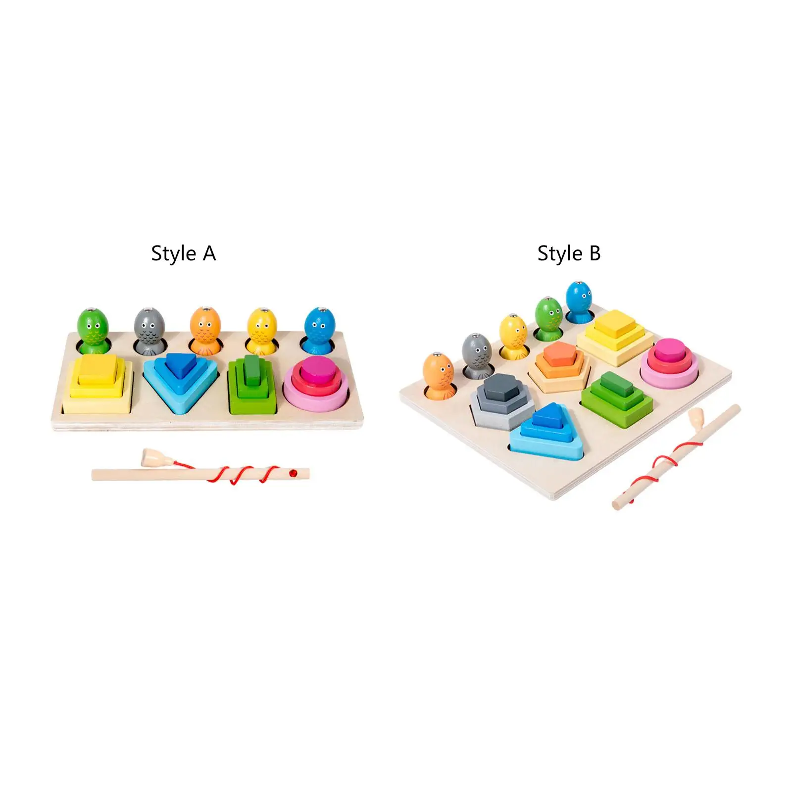 Fish Fishing Wooden Sorting Stacking Toy Educational Toys Wooden Sorting and Stacking Toys for Boys Girls 1 2 3 4 Years Old Kids