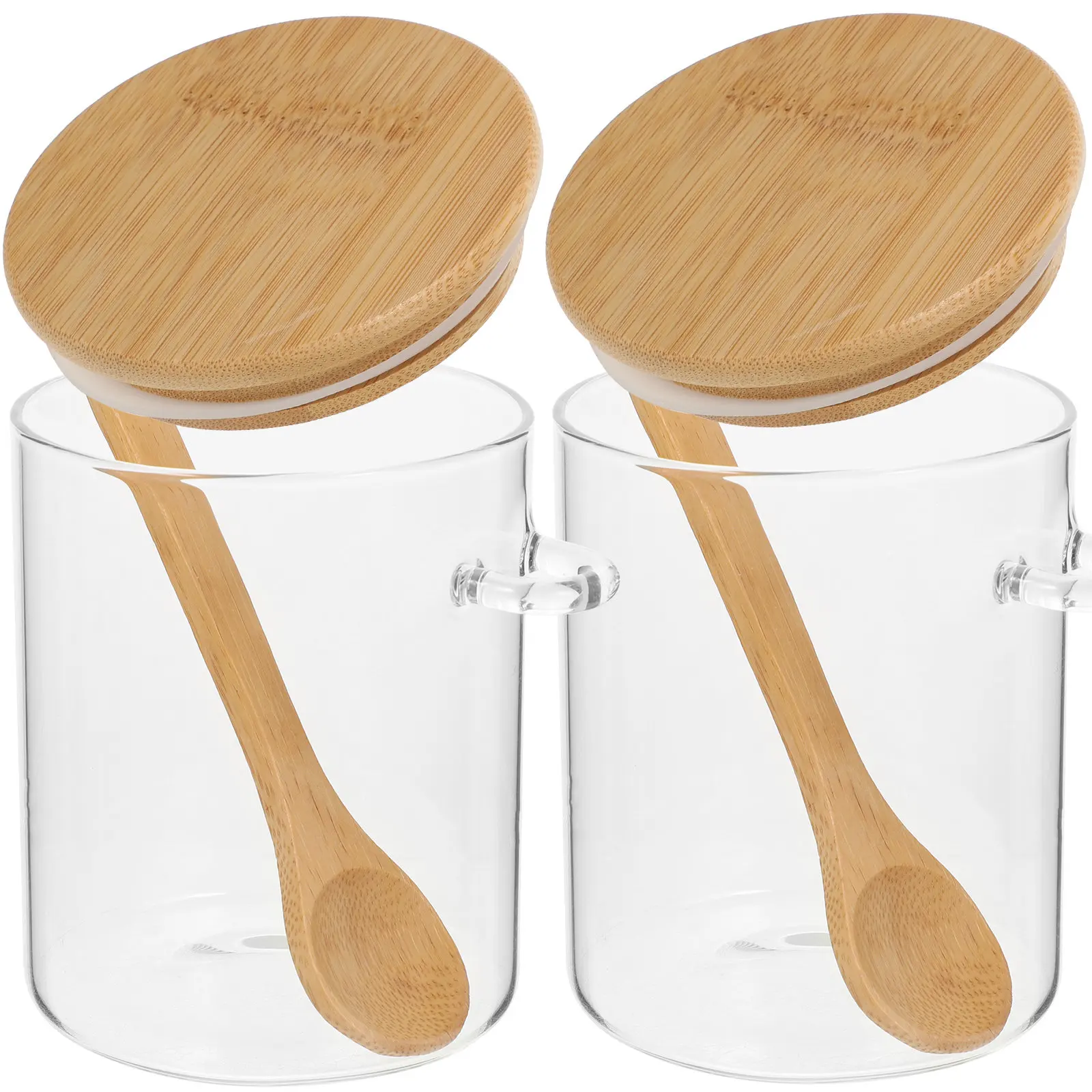2 Pcs Flour Sugar Storage Containers Transparent Food Jar Kitchen Jars Glass Tea