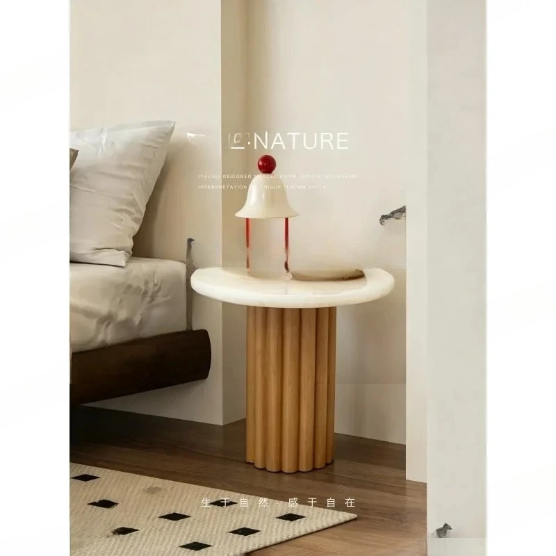 Moonstone edge few solid wood medieval living room design corner few small coffee table marble